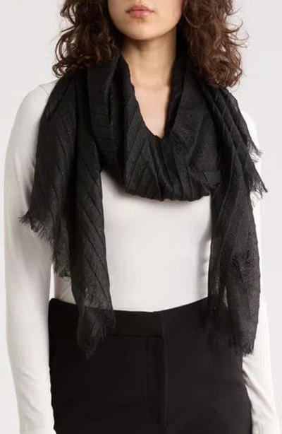 Nordstrom Rack Wide Pleated Scarf In Black