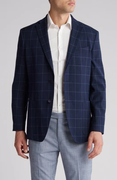 Nordstrom Rack Windowpane Plaid Sport Coat In Navy-white Biscay Pane