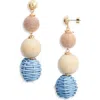 Nordstrom Raffia & Wood Bead Drop Earrings