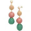 Nordstrom Raffia & Wood Bead Drop Earrings In Teal- Coral- Gold