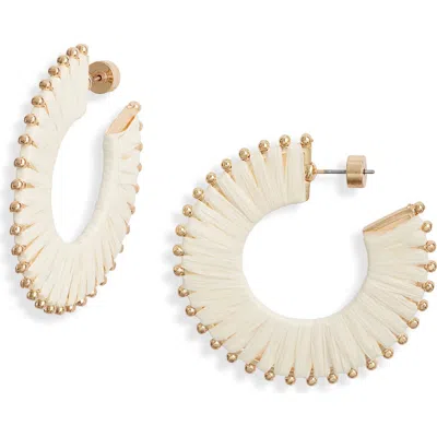 Nordstrom Raffia Wrapped Flat Hoop Earrings In Gold