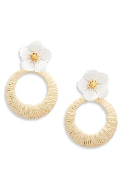 Nordstrom Raffia Wrapped Flower Drop Earrings In Neutral