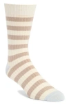 Nordstrom Random Feed Stripe Crew Socks In Khaki- Light Blue