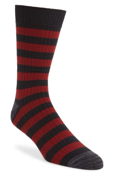 Nordstrom Random Feed Stripe Crew Socks In Navy- Red