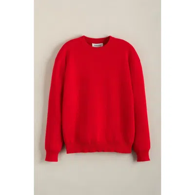 Nordstrom Kids'  Relaxed Fit Crewneck Cotton Blend Sweater In Red Salsa
