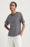 Nordstrom Relaxed Fit Pima Cotton Crewneck T-shirt In Black- White Elm Stripe