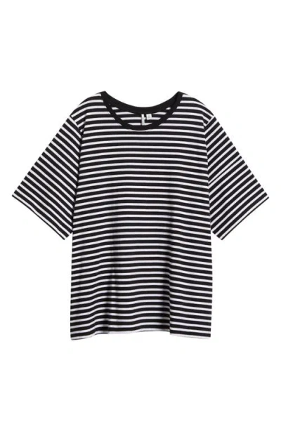 Nordstrom Relaxed Fit Pima Cotton Crewneck T-shirt In Black- White Elm Stripe