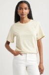 Nordstrom Relaxed Fit Pima Cotton Crewneck T-shirt In Yellow Mist- Ivory Elm Stripe