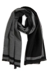 Nordstrom Reversible Fringe Scarf In Black Combo