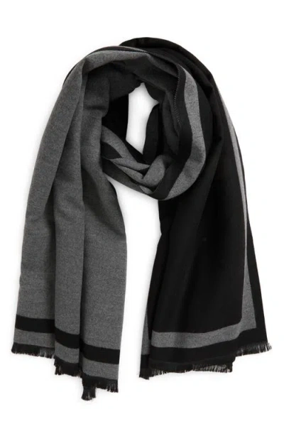 Nordstrom Reversible Fringe Scarf In Black Combo