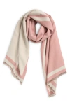 Nordstrom Reversible Fringe Scarf In Pink Puff Combo