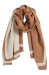 Nordstrom Reversible Fringe Scarf In Tan Thrush Combo