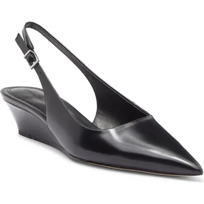 Nordstrom Rhianon Wedge Slingback Leather Pump In Black