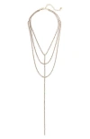 Nordstrom Rhinestone Layered Chain Y-necklace In Clear- Gold