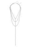 Nordstrom Rhinestone Layered Chain Y-necklace In Clear- Rhodium