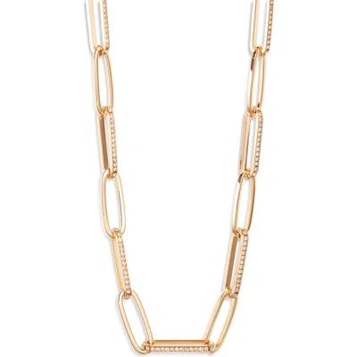 Nordstrom Rhinestone Paper Clip Chain Necklace In Gold