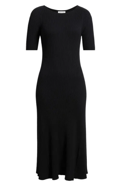 Nordstrom Rib Boat Neck Sweater Dress In Black
