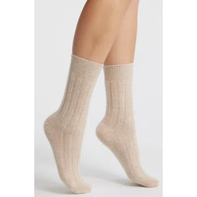 Nordstrom Rib Cashmere Blend Crew Socks In Beige Oatmeal Heather