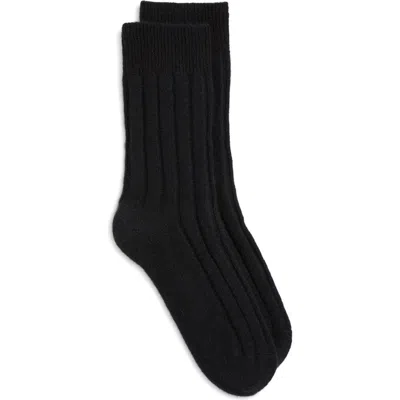 Nordstrom Rib Cashmere Blend Crew Socks In Black