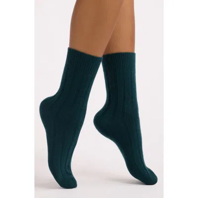 Nordstrom Rib Cashmere Blend Crew Socks In Green
