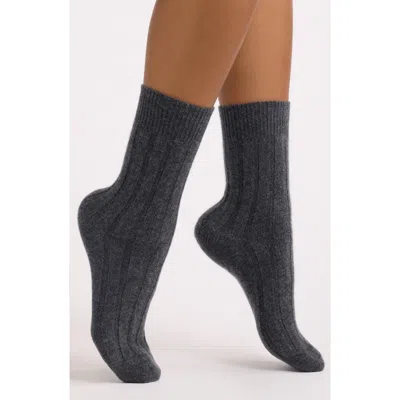 Nordstrom Rib Cashmere Blend Crew Socks In Gray