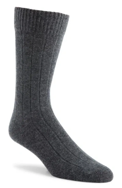 Nordstrom Rib Cashmere Blend Crew Socks In Grey Dark Charcoal Heather