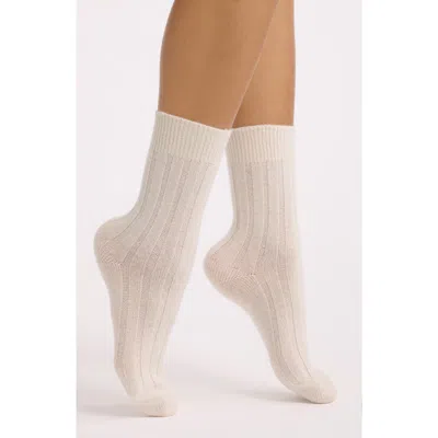 Nordstrom Rib Cashmere Blend Crew Socks In White