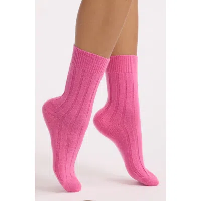 Nordstrom Rib Cashmere Blend Crew Socks In Pink