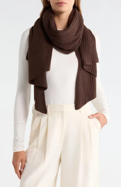 Nordstrom Rib Cashmere Travel Wrap In Brown