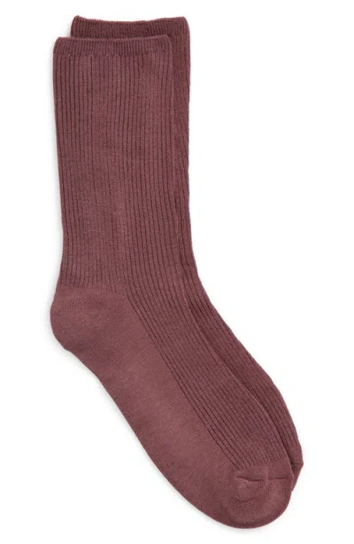 Nordstrom Rib Crew Socks In Purple Taupe