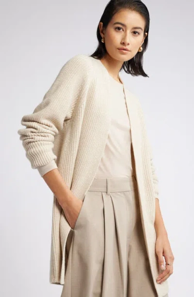 Nordstrom Rib Long Cardigan In Beige Oatmeal Medium Heather