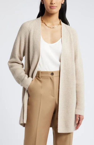 Nordstrom Rib Long Cardigan In Tan Doeskin Heather