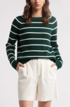 Nordstrom Rib Organic Cotton & Merino Wool Sweater In Green Park- Ivory Pristine Stp