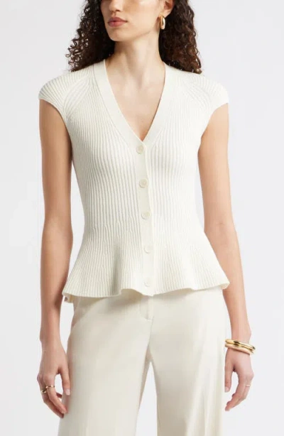 Nordstrom Cap Sleeve Peplum Cardigan In Neutral