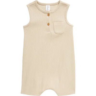 Nordstrom Rib Romper In Beige Hummus