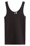 Nordstrom Rib Scoop Neck Cotton Tank In Black