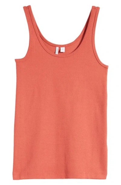 Nordstrom Rib Scoop Neck Cotton Tank In Rust Spice