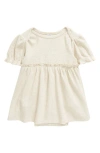 Nordstrom Babies' Rib Skirted Bodysuit In Beige Oatmeal Light Heather