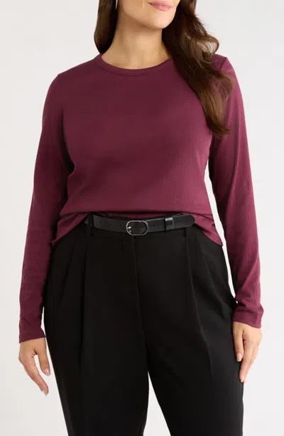 Nordstrom Rib Stretch Pima Cotton T-shirt In Burgundy