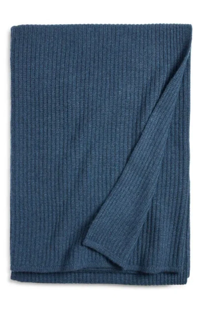 Nordstrom Rib Wool & Cashmere Throw Blanket In Blue