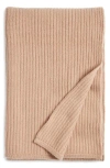 Nordstrom Rib Wool & Cashmere Throw Blanket In Camel