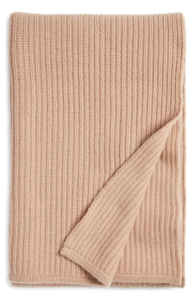 Nordstrom Rib Wool & Cashmere Throw Blanket In Brown