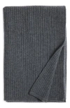 Nordstrom Rib Wool & Cashmere Throw Blanket In Grey Cinder Heather