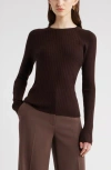 Nordstrom Rib Wool Blend Sweater In Brown