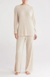 Nordstrom Ribbed Cashmere Lounge Set In Beige Oatmeal Light Heather