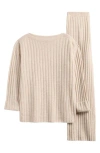 Nordstrom Ribbed Cashmere Lounge Set In Beige Oatmeal Light Heather