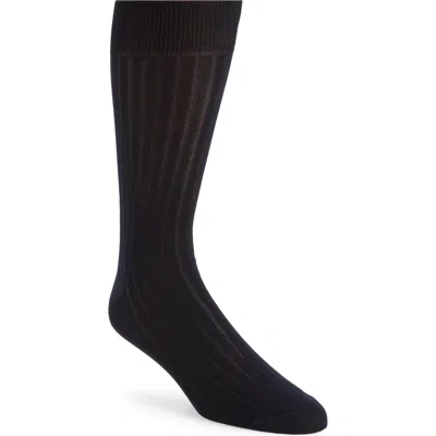 Nordstrom Ribbed Cotton Blend Dress Socks In Navy