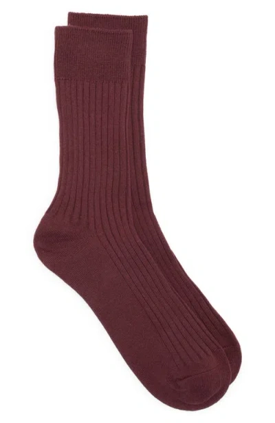 Nordstrom Ribbed Cotton Blend Socks In Burgundy