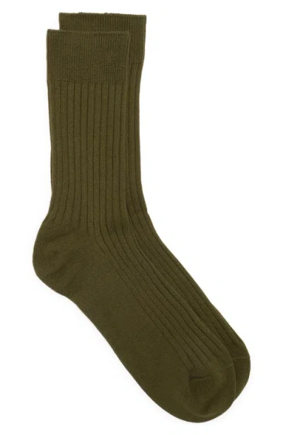 Nordstrom Ribbed Cotton Blend Socks In Green