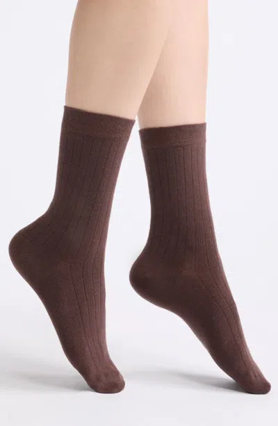 Nordstrom Ribbed Dress Socks In Brown Roast